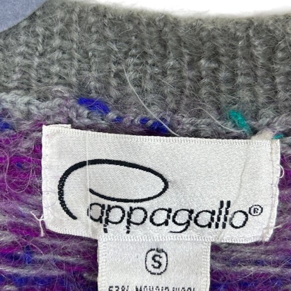 Vtg Pappagallo 90's Men's S Eclectic Grandpa Plaid Mohair Wool Cardigan Sweater - Picture 6 of 10